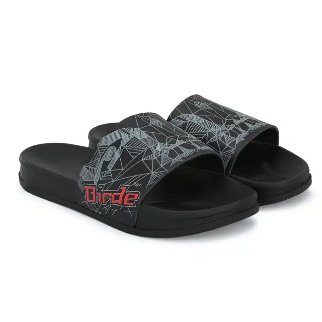 Stylish Lightweight Sliders for Men (Black & Red, 10) (AE-120)