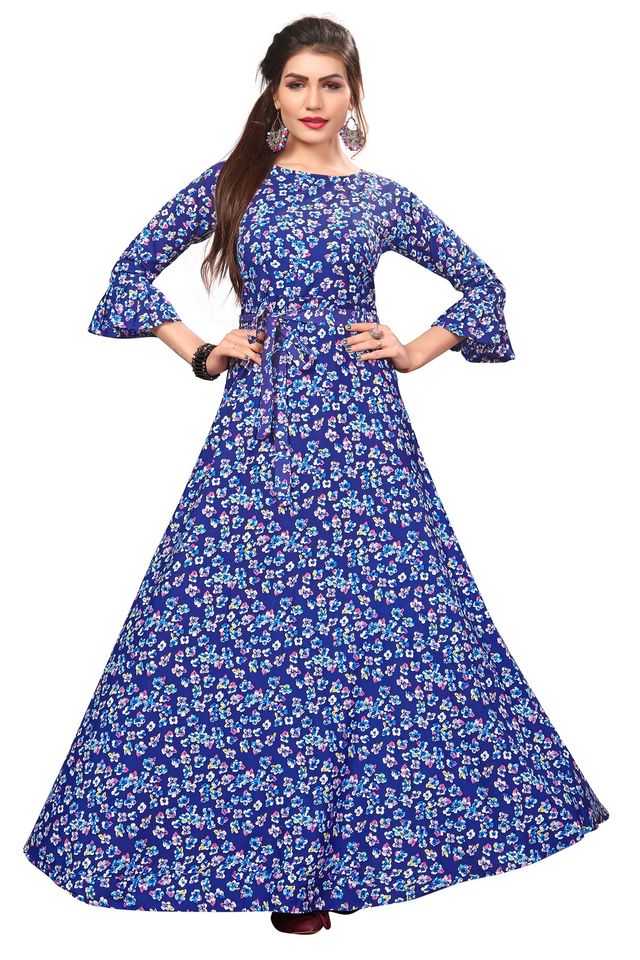 Fit and Flare Gown for womens (Blue, XXL) (NE9)