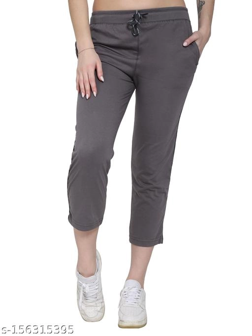 Cotton Blend TrackPants for Women (Grey, 34)