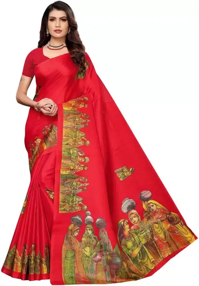 Saree with blouse (Red, 6.0 m)