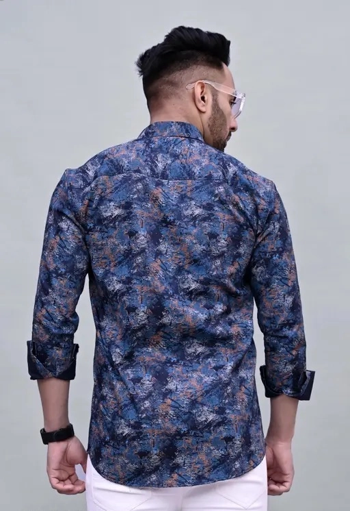 Full Sleeves Printed Shirt for Men (Multicolor, S)