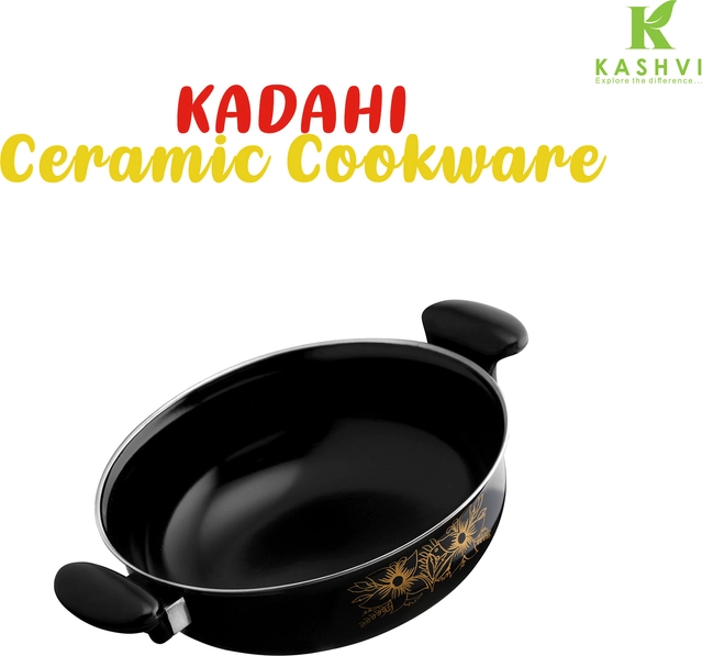 Cast Iron Kadai (Black, 28 cm)