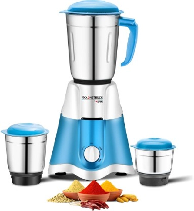 MOONSTRUCK ultra powerful 750 Watt 3 jars Mixer Grinder - (Blue)