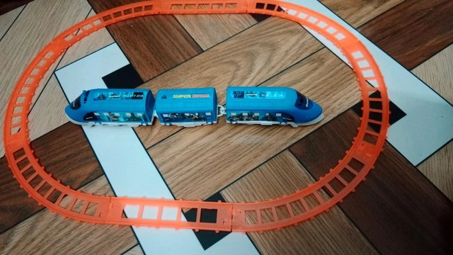 Plastic Indian Passenger Train with Coaches & Track Toy for Kids (Multicolor)