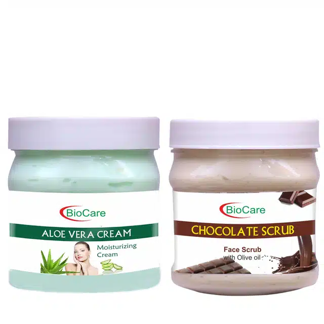Biocare Aloevera Cream (500 ml) with Chocolate Scrub (500 ml) (Combo of 2) (A-349)