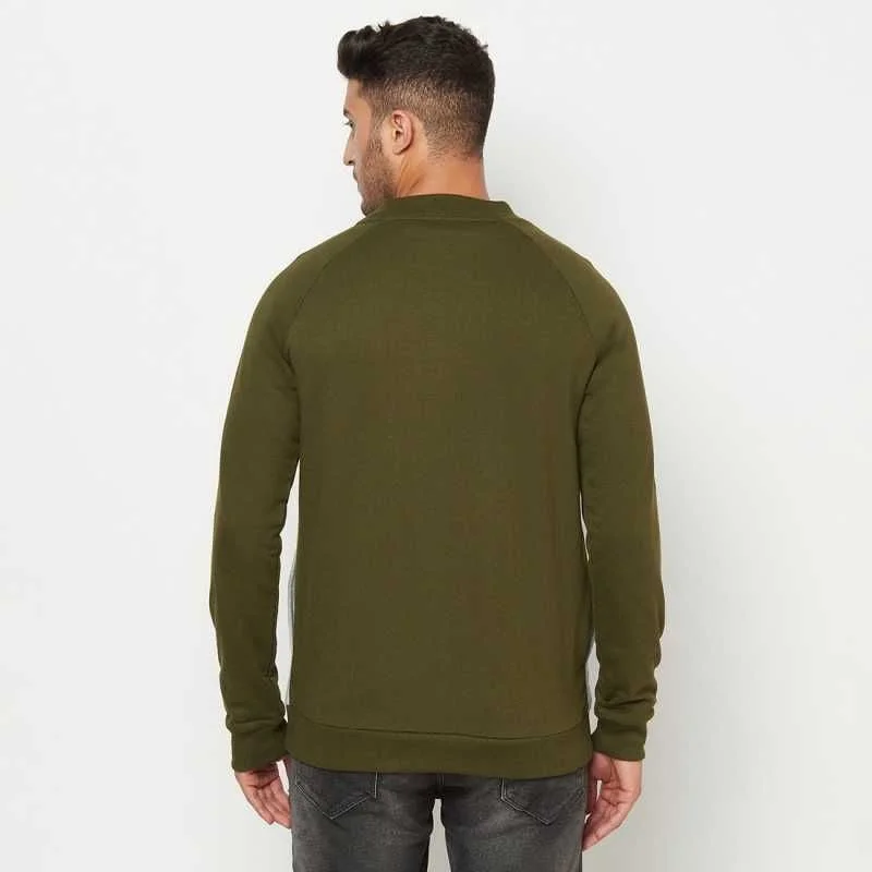 Glito & Self Design Sweatshirt For Men (Olive, X L)