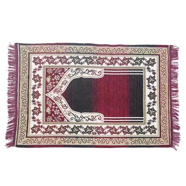 Velvet Chenille Super Soft Namaz Prayer Mat (Maroon, 70x110 cm)