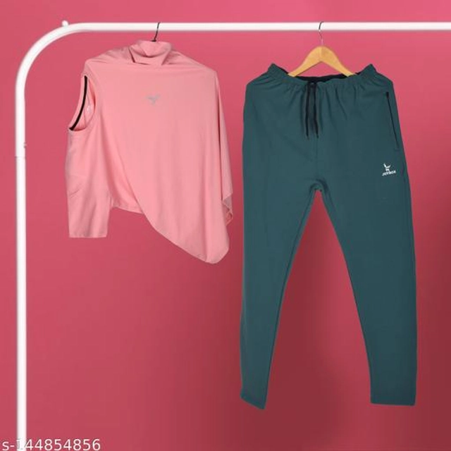 Acrylic Tracksuit for Men (Pink & Teal, M)