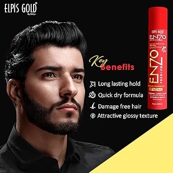 Combo of Enzo Keratin Long Lasting Hair Spray (420 ml) with MG5 Wax & Roller Brush (Set of 3)