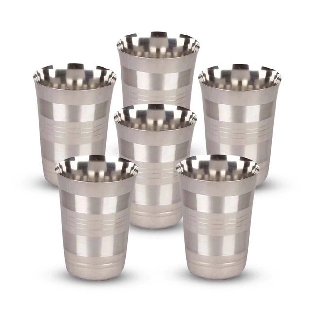 NIVIS Stainless Steel Fortuner Tumbler (195 ml each, pack of 6)