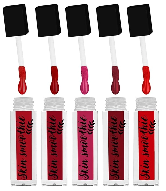 Skin Smoothie Mini Liquid Lipstick With Almond Oil & Vitamin E (Red Edition) (Pack Of 5)