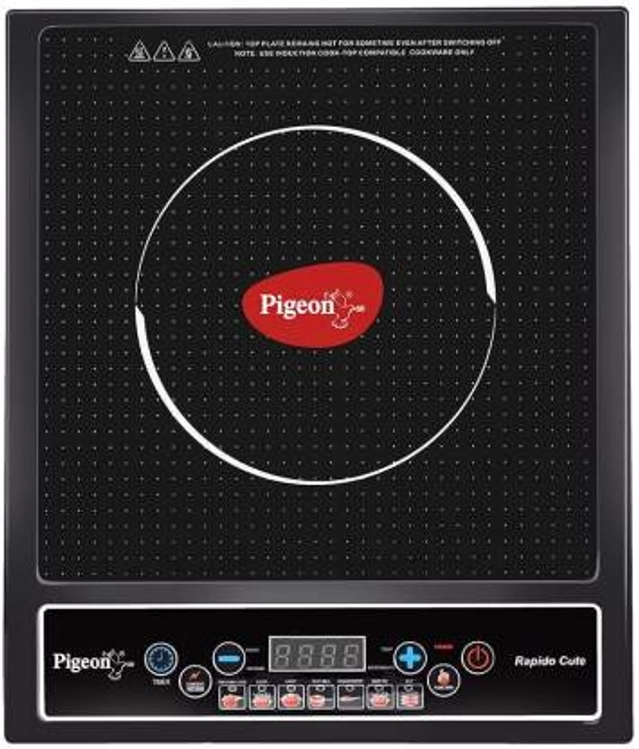 PIGEON Rapido Cute Induction Cooktop (1800 Watt, Black, Push Button)