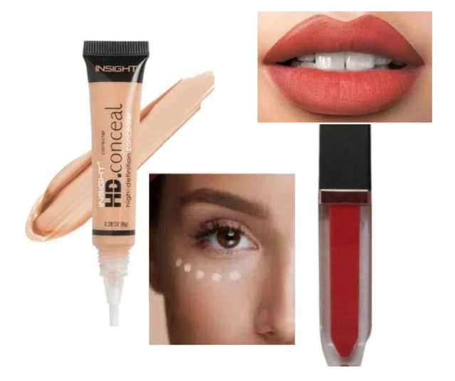 Velvet Smooth Non Transfer Lip Gloss (Peach) with Hd High Definition Conceal Corrector (Set of 2)