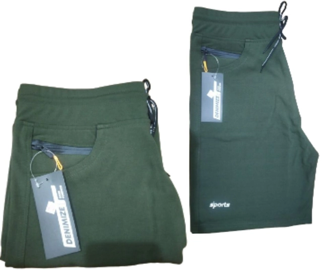 Lycra Solid Shorts for Men (Green, L)