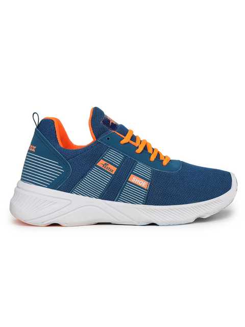 Footox Casual Men Casual Shoes (Teal Blue & Orange, 8) (FF-56)