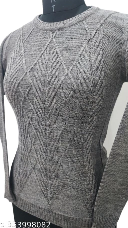 Woolen Solid Top for Women (Grey, Free Size)