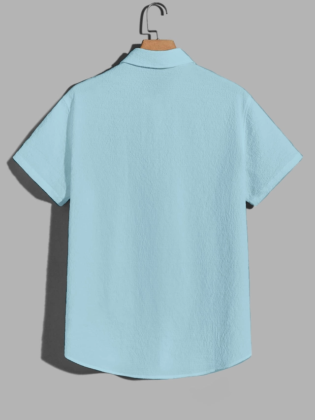 Popcorn Half Sleeves Shirt for Boys (Aqua Blue, 8-9 Years)