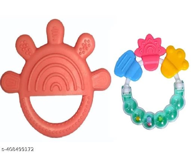 Rattle Toy with Teether for Baby (Multicolor, Set of 2)