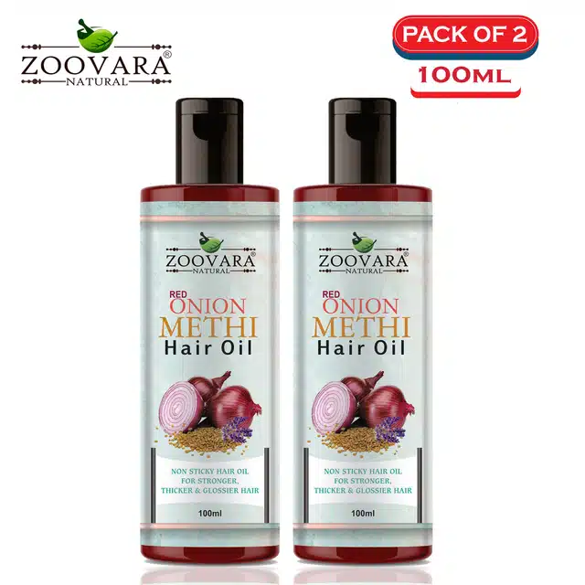 Zoovara Red Onion with Methi Hair Oil for Hair Loss Control (Pack of 2, 100 ml)
