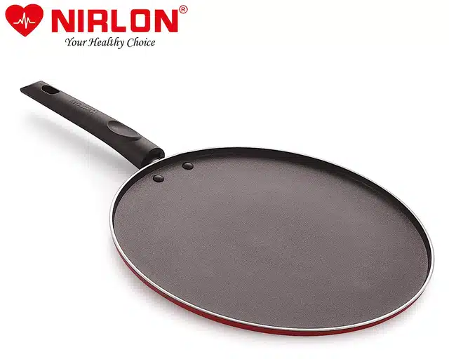 NIRLON Aluminium Dosa Tawa (Red & Black, 29 cm)