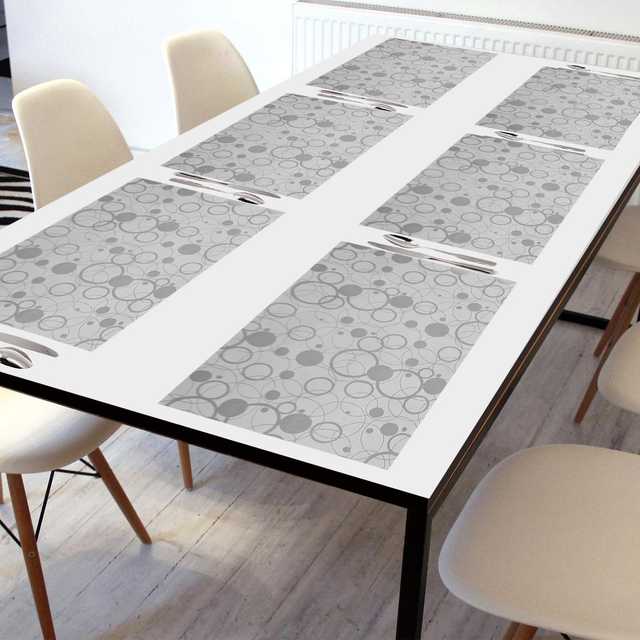 E-Retailer PVC Waterproof Multipurpose Table Mats Placemats For Dining Table (White, 44X29 cm) (Pack Of 6) (ER_026)