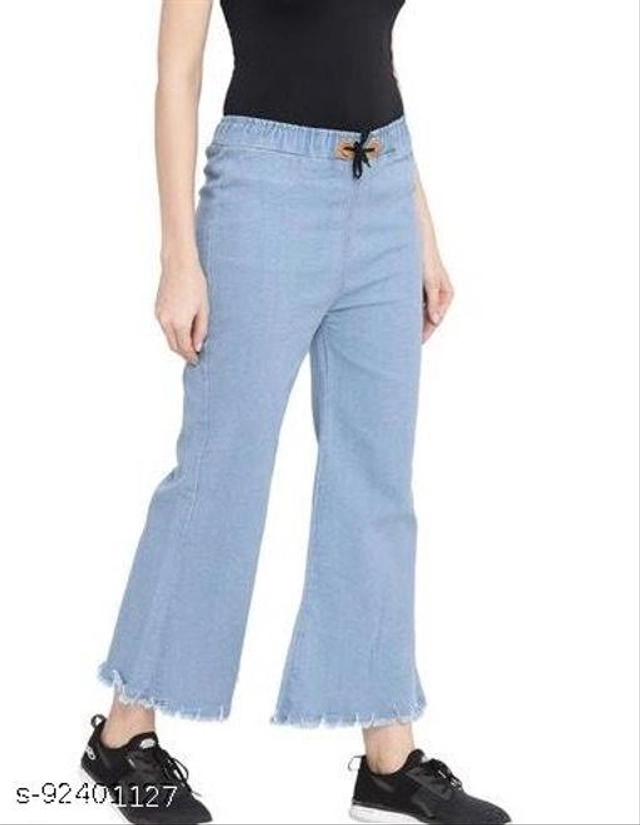 Denim Solid Palazzo for Women (Sky Blue, 28)