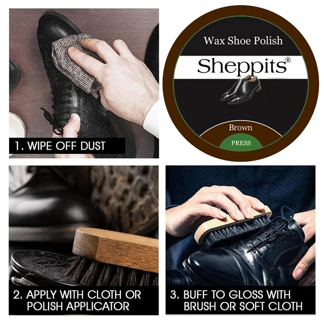 Wax Shoe Polish (Brown, Pack of 4)