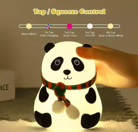 Silicone Panda Touch Night Lamp (White & Black)