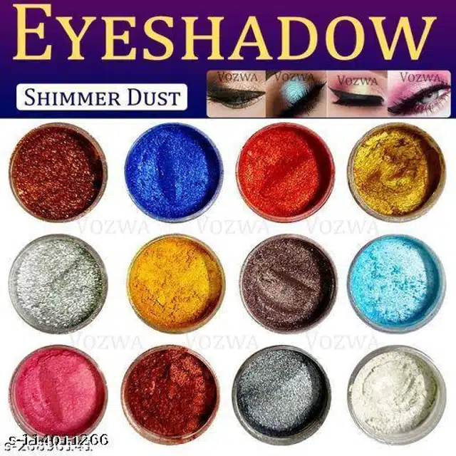 12 Pcs Eyeshadow Glitter Powder (Multicolor, 100 g)