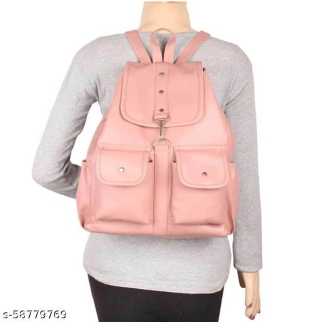 PU Backpack for Women (Maroon & Pink, Pack of 2)