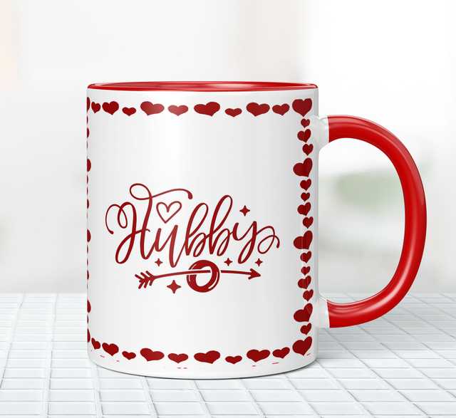 Bride Loading Printed Heart Handle Mug Microwave Safe Ceramic Tea Coffee (Red, 350 ml) (GT-601)