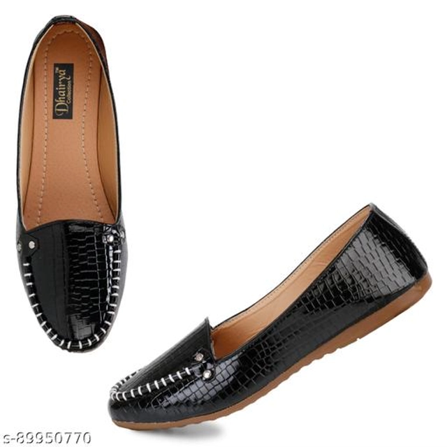 Loafers for Women (Black & Beige, 3)