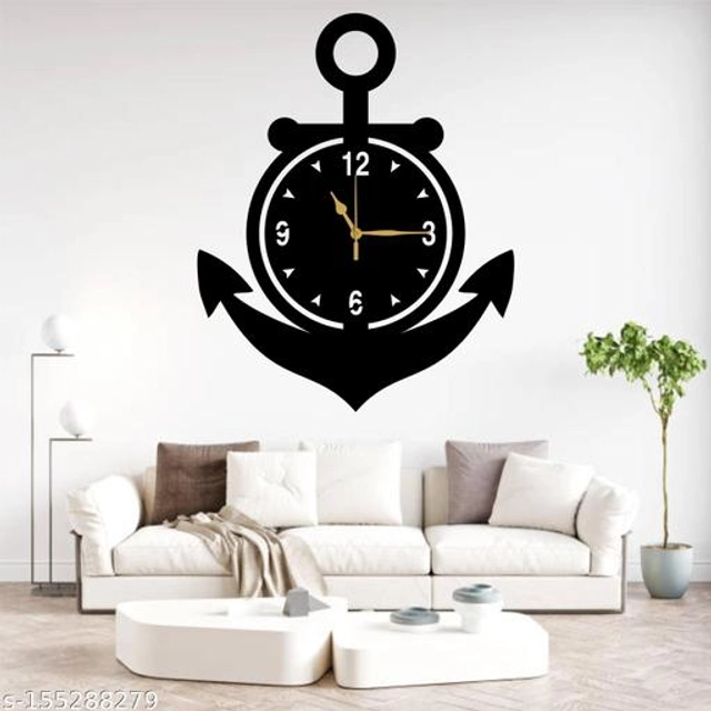 Wooden Wall Clock for Home (Black)