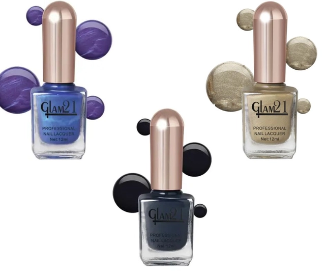 Glam21 Nail Polish (Multicolor, Pack of 3)