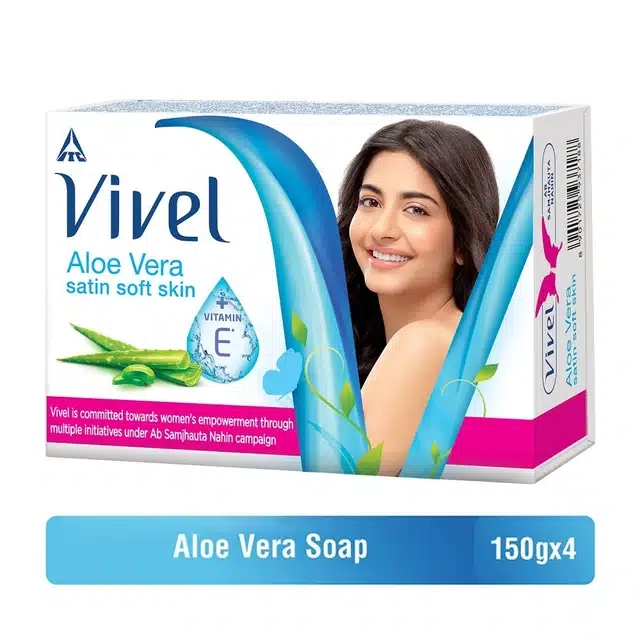 विवेल एलो वेरा बाथिंग साबुन विथ विटामिन E 150 g (पैक ऑफ़ 4)