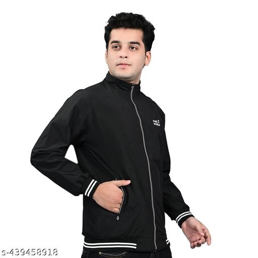 Polyester Jacket for Men (Black, M)