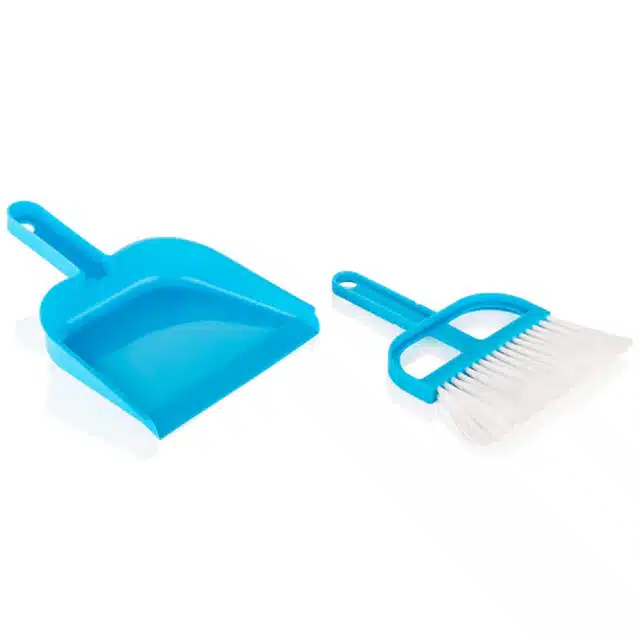 Mini Dustpan with Brush (Set of 1, Blue)