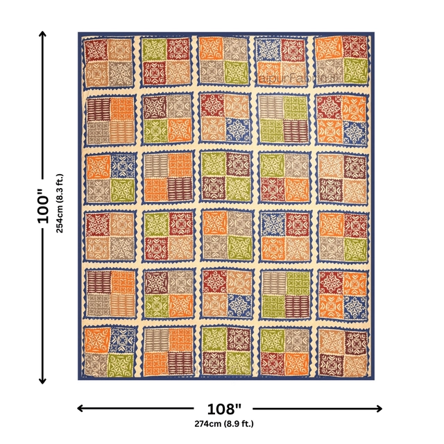 144 TC Fitted  Jaipuri Prints Double Bedsheet with 2 Pillow Cover 100% Cotton (Katha Barmeri)