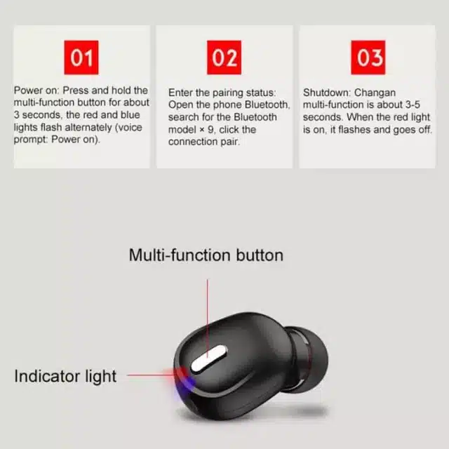 Stereo Mini 5.0 Bluetooth Earbud (Multicolor, Pack of 2)