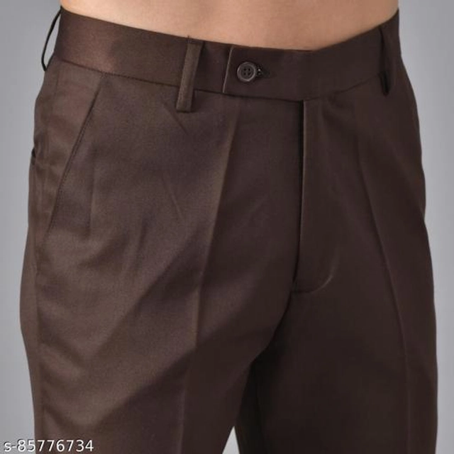 Cotton Blend Formal Pant for Men (Black & Brown, 28) (Pack of 2)