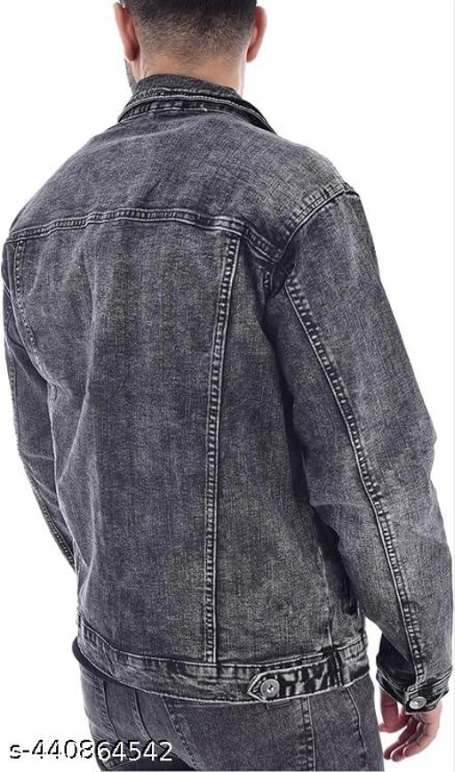 Denim Jacket for Men (Grey, M)