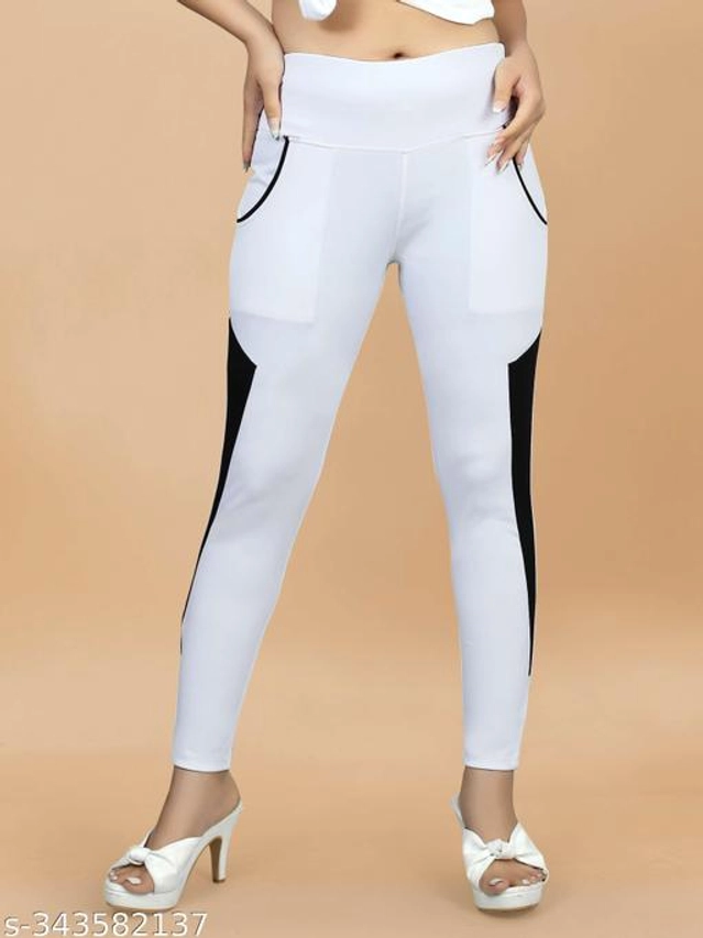 Lycra Jeggings for Women (White, 38)