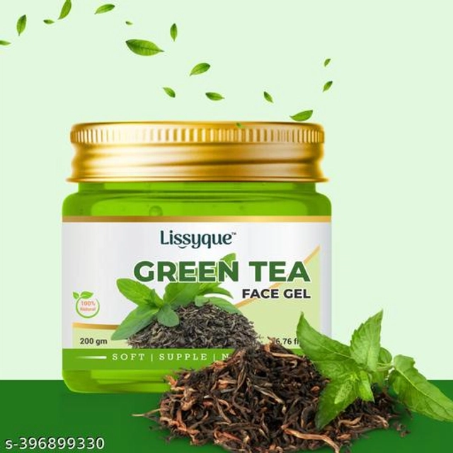  Lissyque Green Tea Face Gel, Face And Hair, Ideal For Acne Scars, Dark Circle, Moisturising, Soothing, Multipurpose Gel - 200 gm