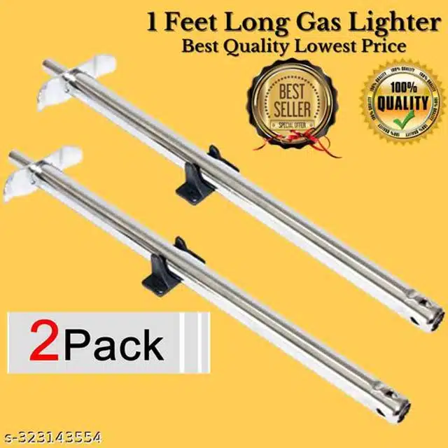 Stainless Steel Gas Lighters (Silver, Pack of 2)