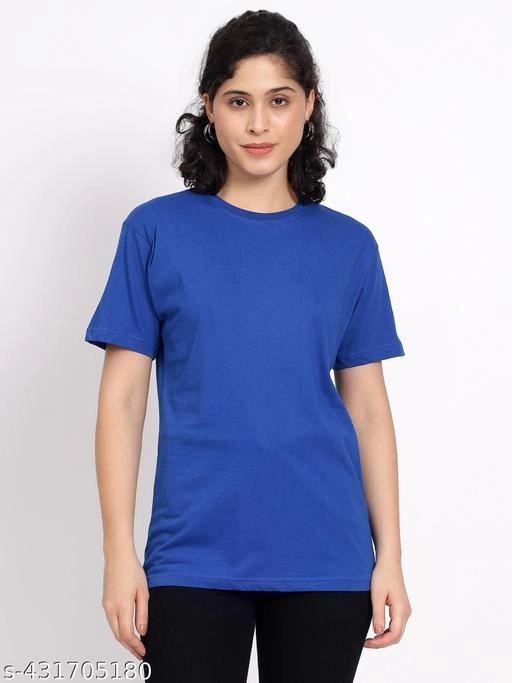 Round Neck T-Shirt for Women (Blue, M)