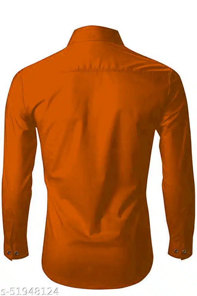 Men's Solid Full Sleeve Shirt (Orange, XXL)