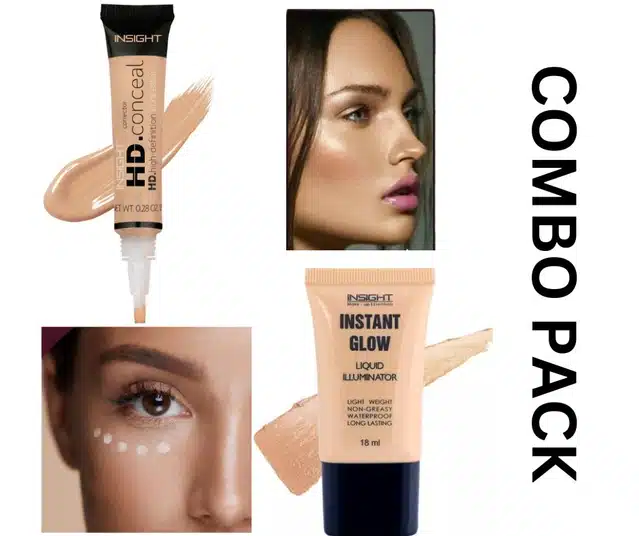 HD Concealer with Long Lasting Liquid Illuminator  (Multicolor, Set of 2)