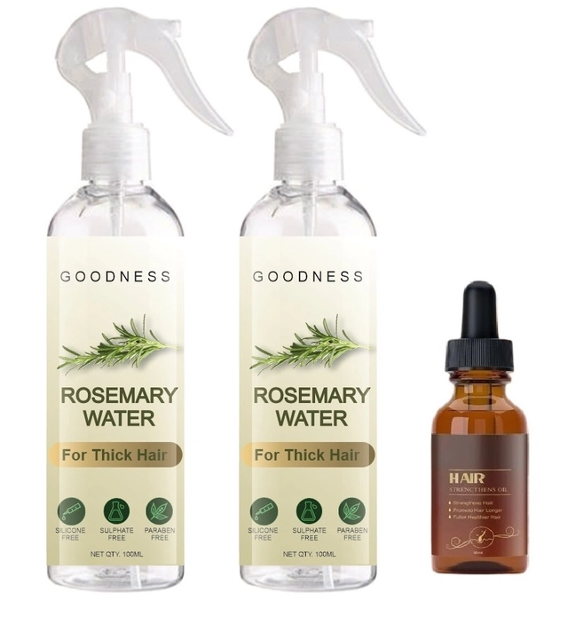 Combo of Rosemary Water (100 ml, Pack of 2) with Hair Strengthens Oil (30 ml) (Set of 3)