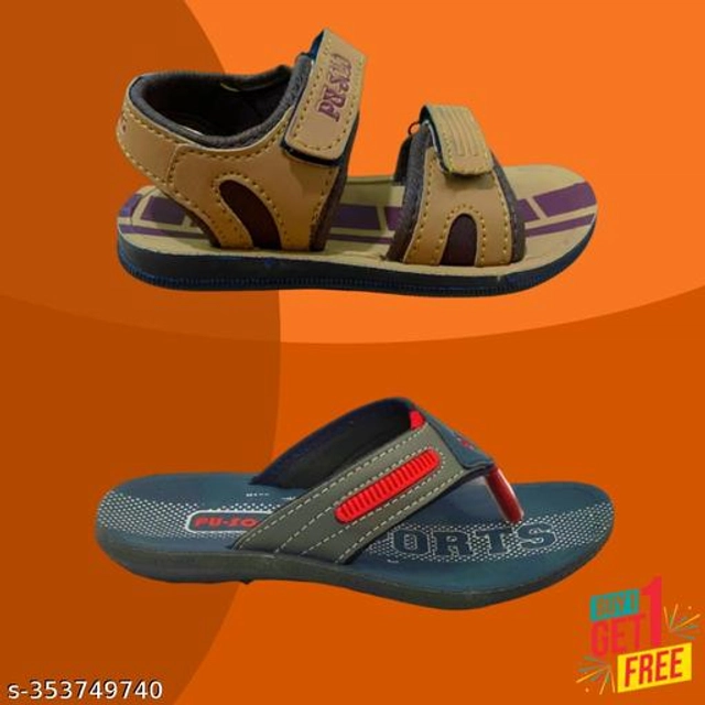 Sandal with Flipflop for Boys (Multicolor, 4-5 Years) (Pack of 2)