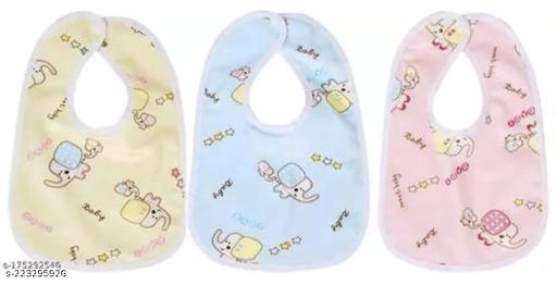 Polycotton Bibs for Baby (Multicolor, 0-3 Months) (Pack of 5)